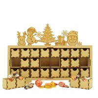 Laser Cut Christmas Rectangle 24 Drawer Advent Calendar Drawers - Cute Christmas Shapes